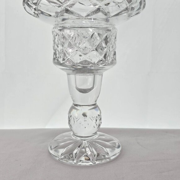Cut Crystal Candle Hurricane Lamp 11" diamond stars fan luxury glass romantic - Picture 3 of 9